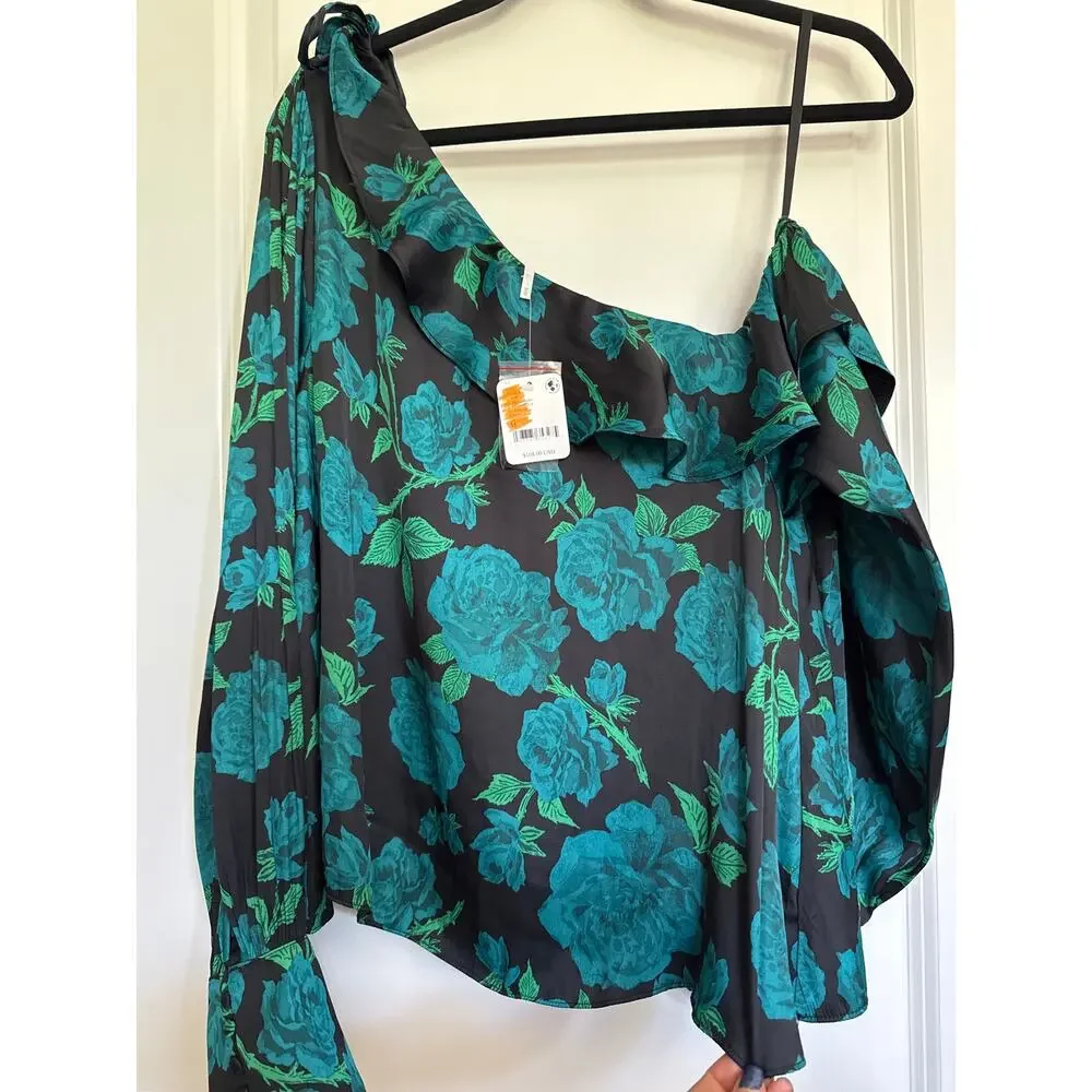 🌿  MSRP: $108 | ✨ FREE PEOPLE Knights Floral One-Shoulder Blouse | NWT Size M ✨